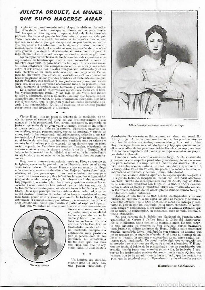 Coleccionismo: A&Ntilde;O 1924 RECORTE PRENSA JULIETTE JULIETA DROUET ACTRIZ DE TEATRO FRANCESA AMANTE DE VICTOR HUGO