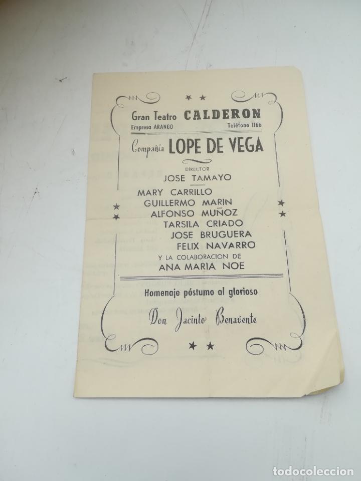 Coleccionismo: PROGRAMA DE OBRA DE TEATRO. GRAN TEATRO CALDER&Oacute;N. HOMENAJE P&Oacute;STUMO A JACINTO BENAVENTE. VER