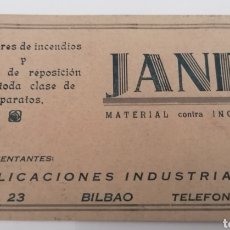 Coleccionismo: JANET, MATERIALES CONTRA INCENDIOS. REPRESENTACIÓN EN BILBAO, APLICACIONES INDUSTRIALES.. Lote 290209623