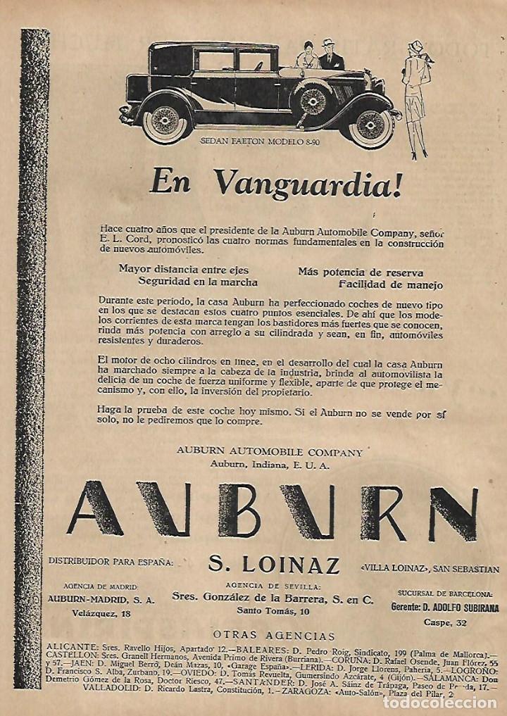 Collecting paper: A&Ntilde;O 1929 RECORTE PRENSA PUBLICIDAD COCHE AUBURN SEDAN FAETON 8 90 VILLA LOINAZ SAN SEBASTIAN