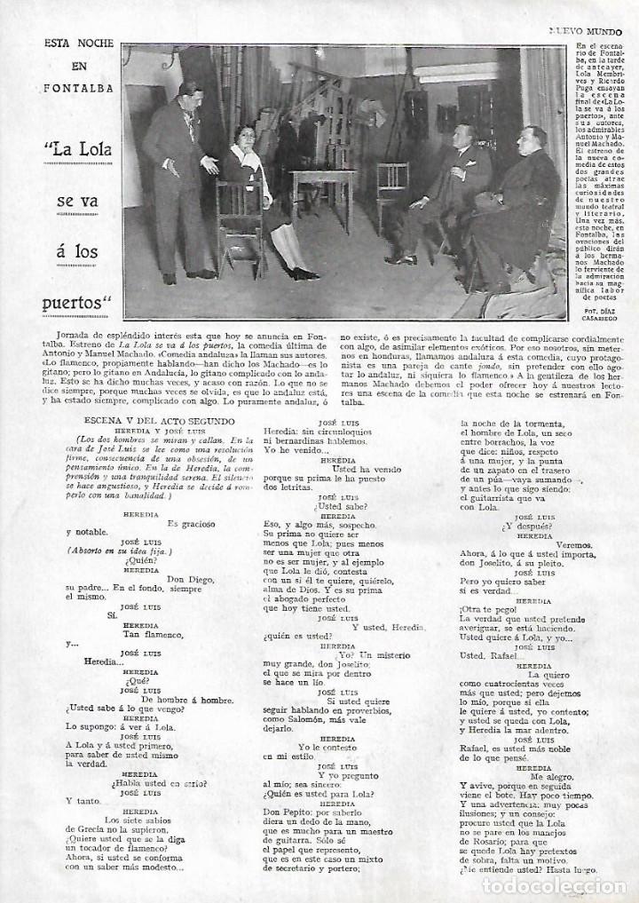 Collectionnisme: A&Ntilde;O 1929 RECORTE PRENSA TEATRO FONTALBA LA LOLA SE VA A LOS PUERTOS LOLA MEMBRIVES RICARDO PUGA