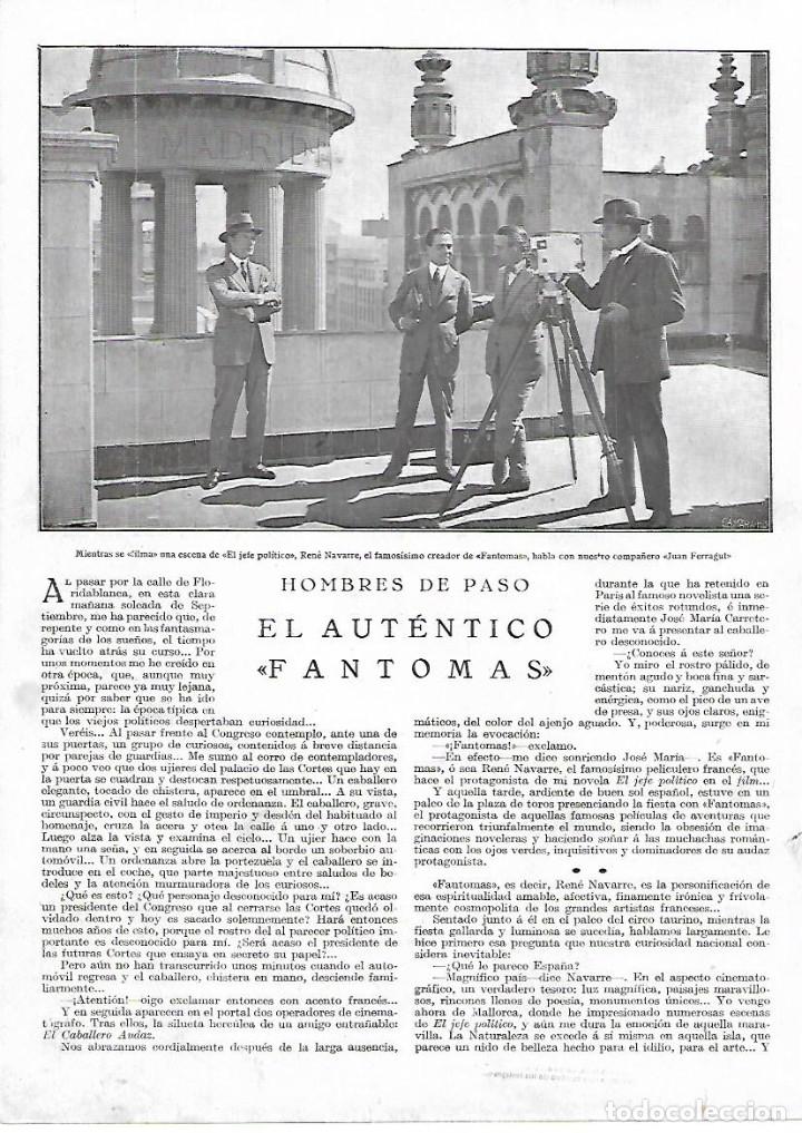 Coleccionismo: &Ntilde;O 1924 RECORTE PRENSA CINE EL AUTENTICO FANTOMAS RENE NAVARRO RODAJE EL JEFE POLITICO FLORIDABLANCA