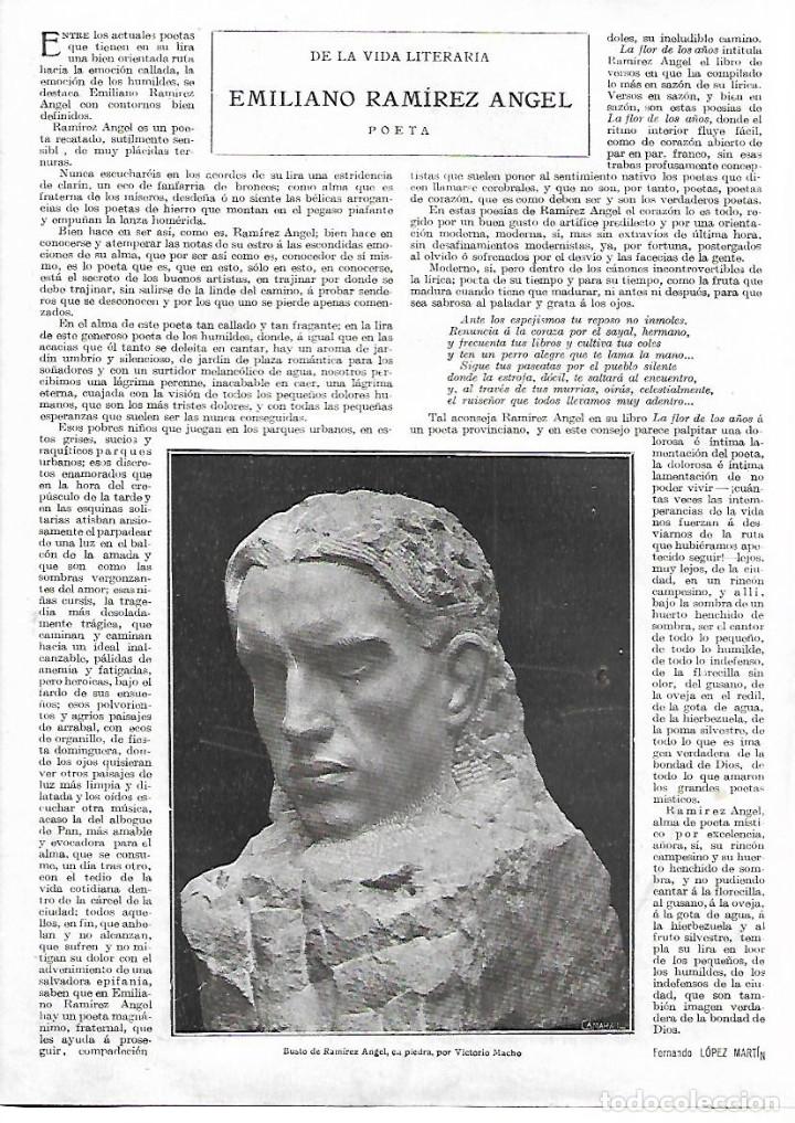 Colecionismo: A&Ntilde;O 1924 RECORTE PRENSA LITERATURA EMILIANO RAMIREZ ANGEL POETA ESCULTUR BUSTO VICTOR MACHO