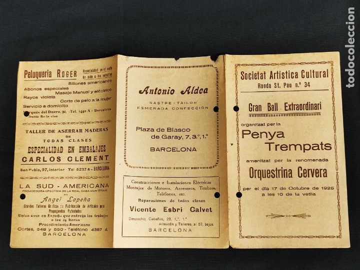 Coleccionismo: 1925 - PROGRAMA SOCIETAT ARTISTICA CULTURAL - GRAN BALL EXTRAORDINARI - PENYA TREMPATS - CERVERA