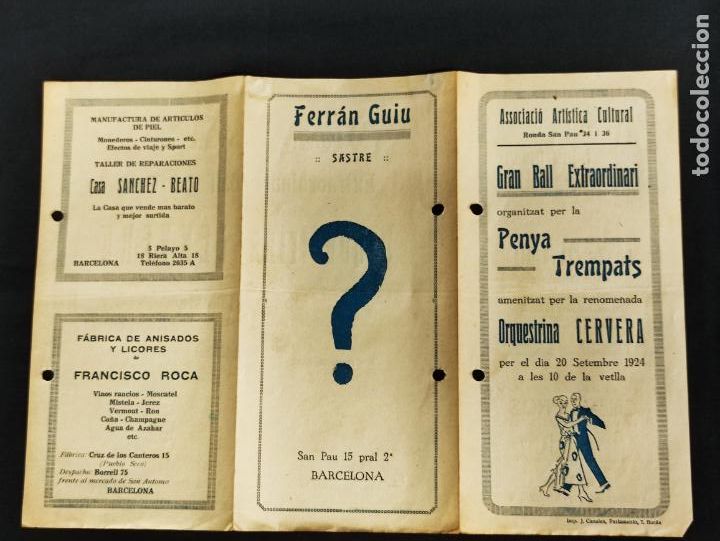 Coleccionismo: 1924 - PROGRAMA ASSOCIACIO ARTISTICA CULTURAL - PENYA TREMPATS - ORQUESTRINA CERVERA -