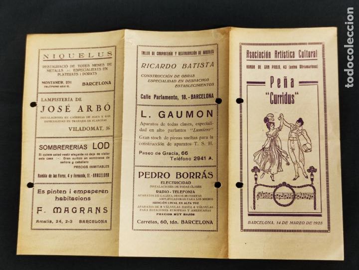Coleccionismo: 1925 - PROGRAMA ASSOCIACIO ARTISTICA CULTURAL - PENYA CURRIDUS - TANGO SHIMMI -