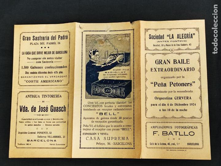 Coleccionismo: 1924 - SOCIEDAD LA ALEGRIA - GRAN BAILE EXTRAORDINARIO - ORQUESTINA CERVERA -