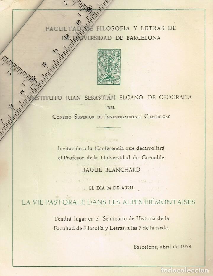Collecting paper: 1953 FACULTAD DE FILOSOF&Iacute;A Y LETRAS DE LA UNIVERSIDAD DE BARCELONA CFA. DR. RAOUL BLANCHARD