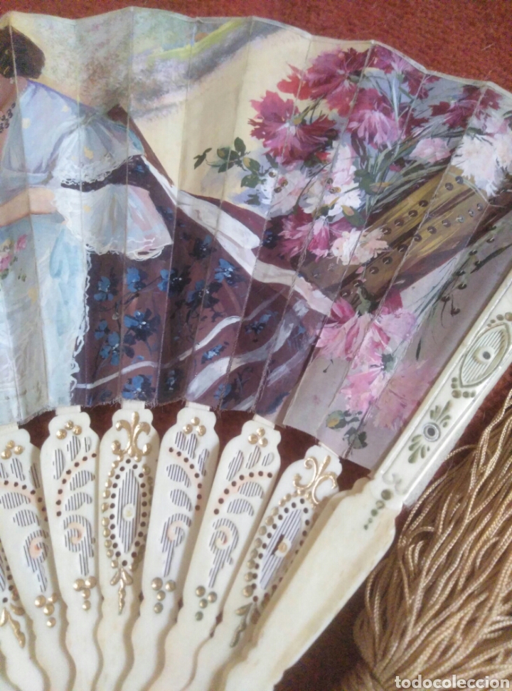 Coleccionismo: Abanico antiguo pintado a mano - Foto 4