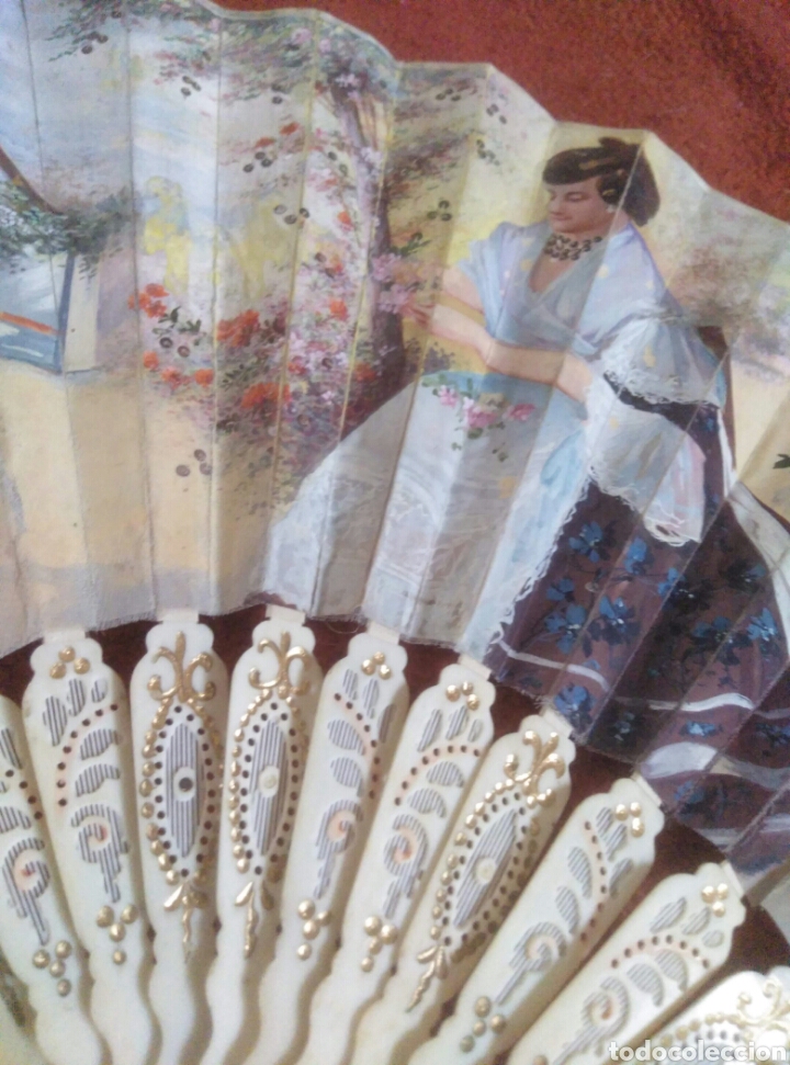 Coleccionismo: Abanico antiguo pintado a mano - Foto 6