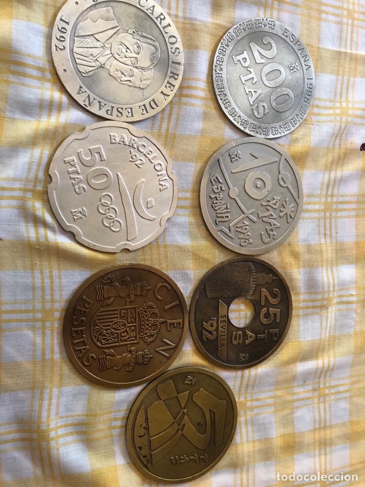 Coleccionismo: Conjunto de posa vasos de la peseta - Foto 1