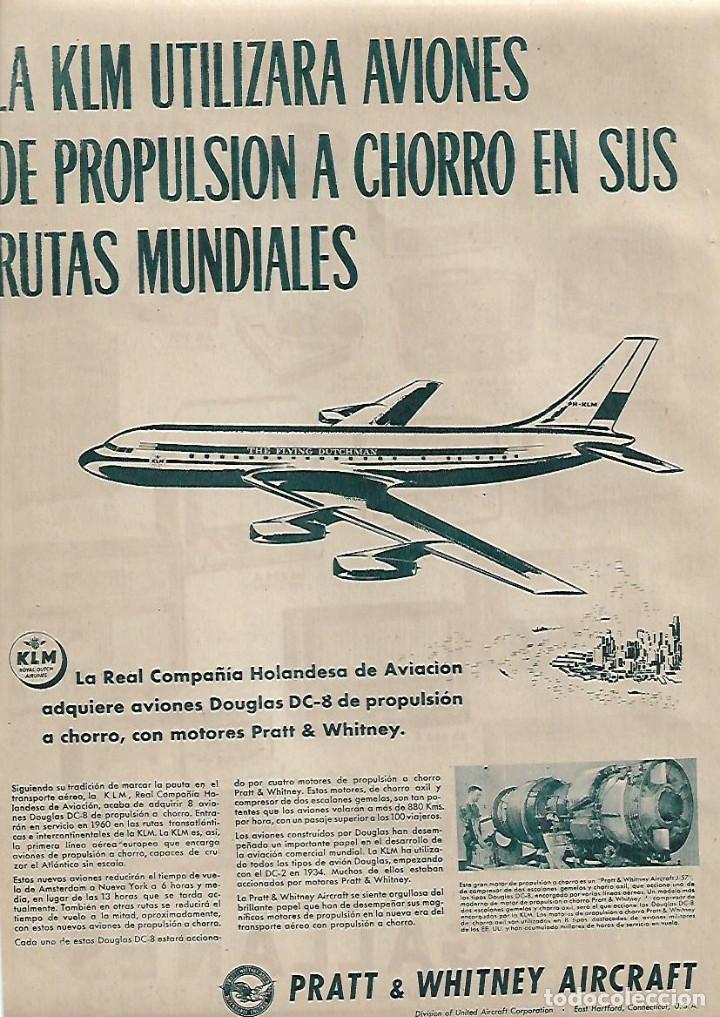 Collecting paper: A&Ntilde;O 1955 RECORTE PRENSA PUBLICIDAD KLM COMPA&Ntilde;IA HOLANDESA AVIACION DOUGLAS DC-8 MOTOR PRATT WHITNEY
