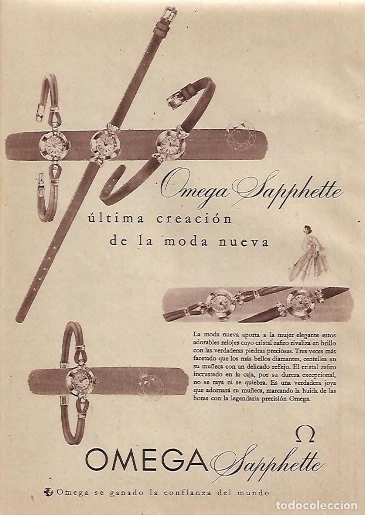 Collezionismo: A&Ntilde;O 1955 RECORTE PRENSA PUBLICIDAD RELOJ OMEGA SAPPHETTE PULSERA