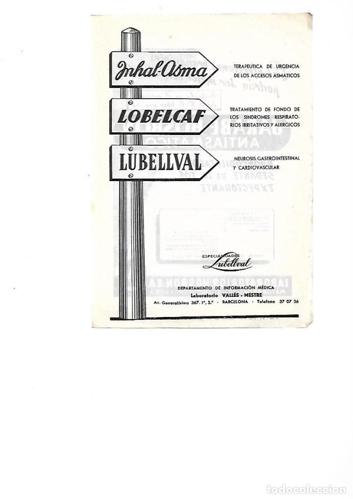 Collezionismo: A&Ntilde;O 1955 PUBLICIDAD INHAL ASMA LOBELCALF LUBELLVAL LABORATORIO VALLES MESTRE BCNA FARMACIA MEDICINA