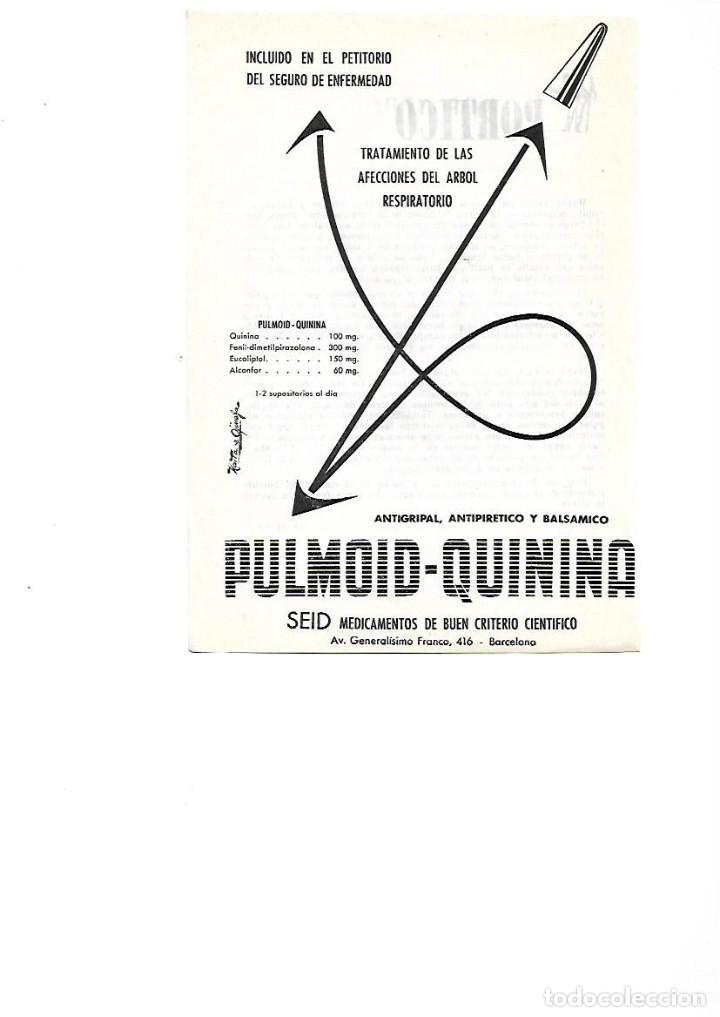 Collezionismo: A&Ntilde;O 1955 RECORTE PRENSA PUBLICIDAD PULMOID QUININA LABORATORIOS SEID MEDICAMENTO FARMACIA ANTIGRIPAL