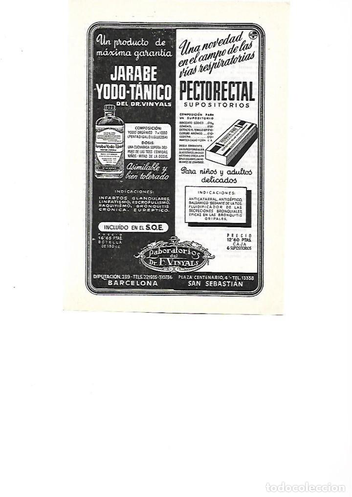 Collecting paper: A&Ntilde;O 1955 PUBLICIDAD LABORATORIO DR VINYALS JARABE YODO TANICO PECTORECTAL SUPOSITORIOS FARMACIA MEDI