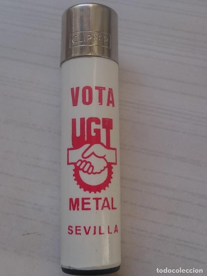 Coleccionismo: Mechero Encendedor No Regulable Sin Regulador Vota UGT Metal Sevilla Clipper Made in Spain.