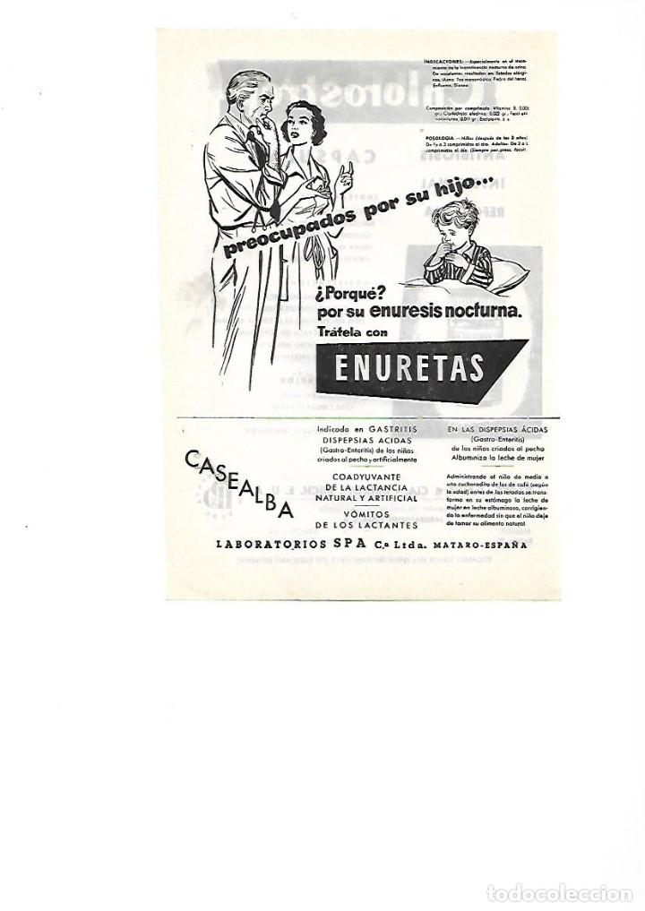 Coleccionismo: A&Ntilde;O 1955 PUBLICIDAD LABORATORIOS SPA MATARO CASEALBA ENURETAS ENEURESIS MEDICINA FARMACIA