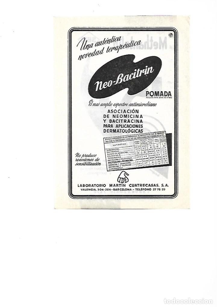 Coleccionismo: A&Ntilde;O 1955 PUBLICIDAD NEO BACITRIN POMADA LABORATORIO MARTIN CUATRECASAS BCNA MEDICINA FARMACIA