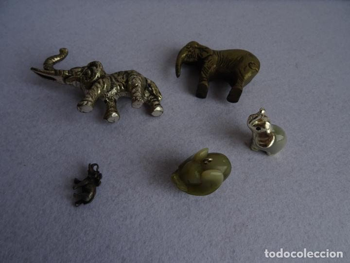 Coleccionismo: LOTE DE 4 MAGNIFICOS ELEFANTES DE METAL Y 1 DE PIEDRA
