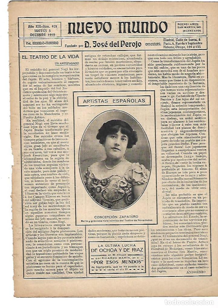 Collecting paper: A&Ntilde;O 1912 RECORTE PRENSA CONCEPCION ZAPATERO ARTISTA ESPA&Ntilde;OLA TIPLE COMICA TEATRO NOVEDADES