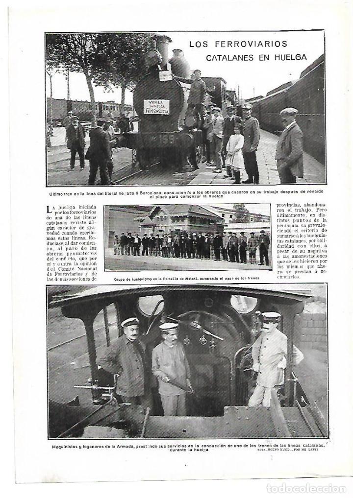 Collecting paper: A&Ntilde;O 1912 RECORTE PRENSA HUELGA FERROVIARIOS CATALANES TREN LINEA LITORAL BARCELONA