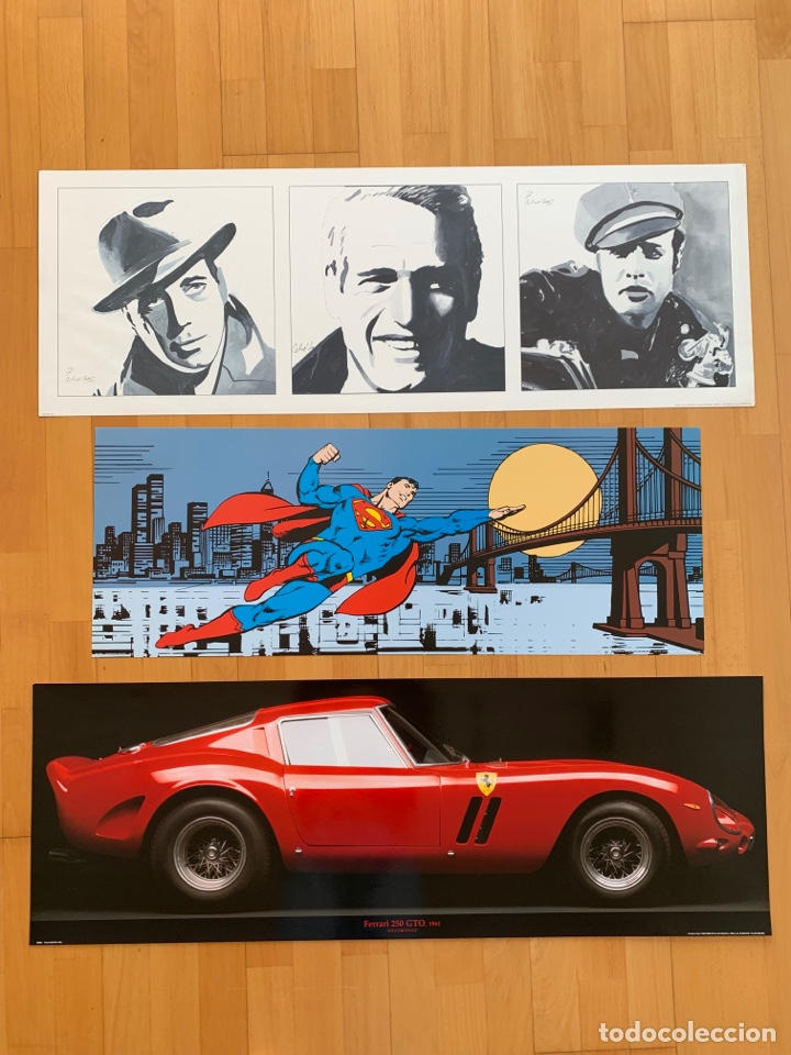 Coleccionismo: Lote p&oacute;sters alargados Ferrari, Superman y Actores