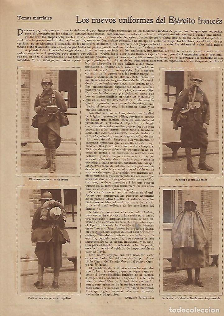Collecting paper: A&Ntilde;O 1930 RECORTE PRENSA LOS NUEVOS UNIFORMES DEL EJERCITO FRANCES