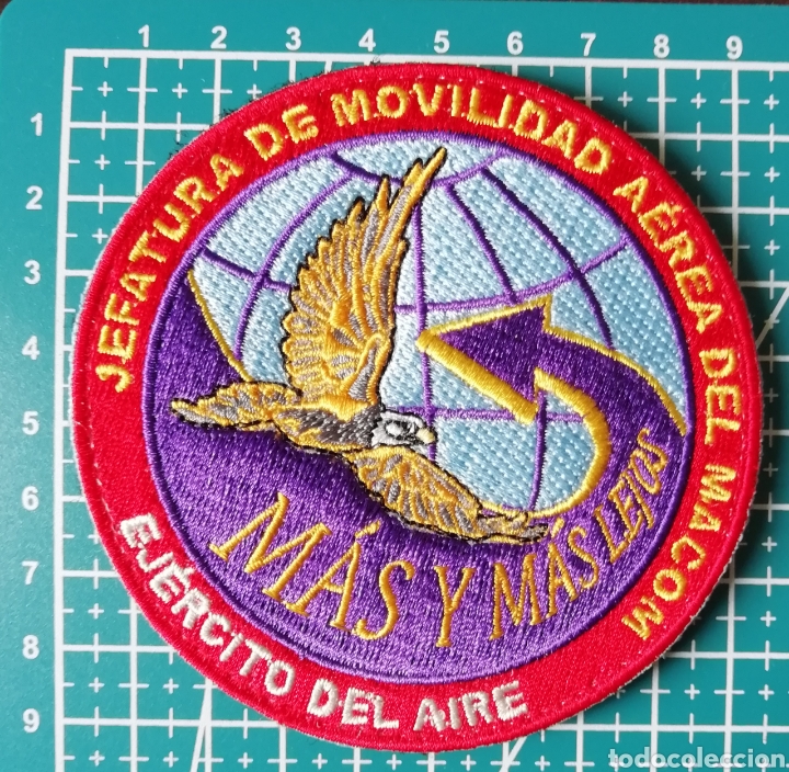 Coleccionismo: Parche bordado JEFATURA DE MOVILIDAD A&Eacute;REA DEL MACOM EJ&Eacute;RCITO DEL &Aacute;IRE ESPA&Ntilde;A color