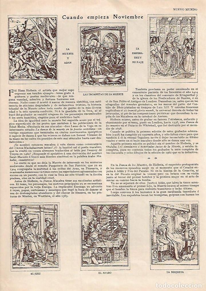 Colecionismo: A&Ntilde;O 1928 RECORTE PRENSA MEDITACION ANTE LA DANZA MACABRA DE LA MUERTE