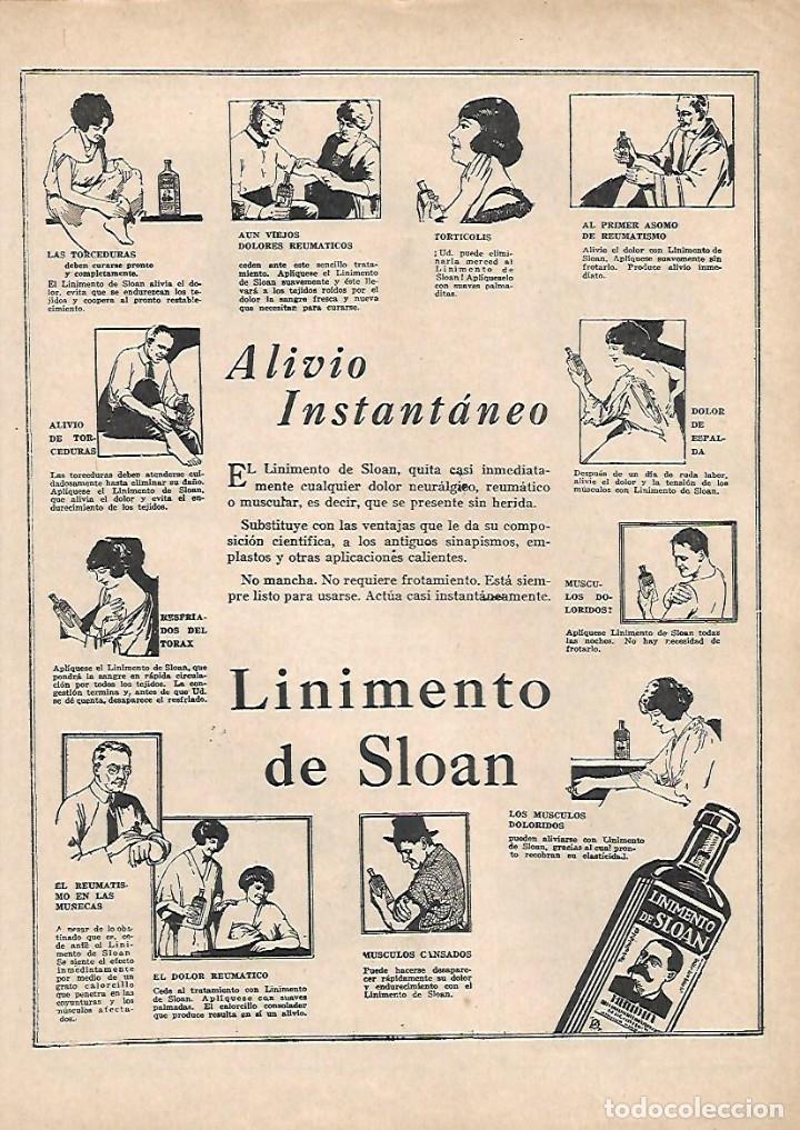 Collecting paper: A&Ntilde;O 1928 RECORTE PRENSA PUBLICIDAD LINIMENTO DE SLOAN CALMANTE DEL DOLOR