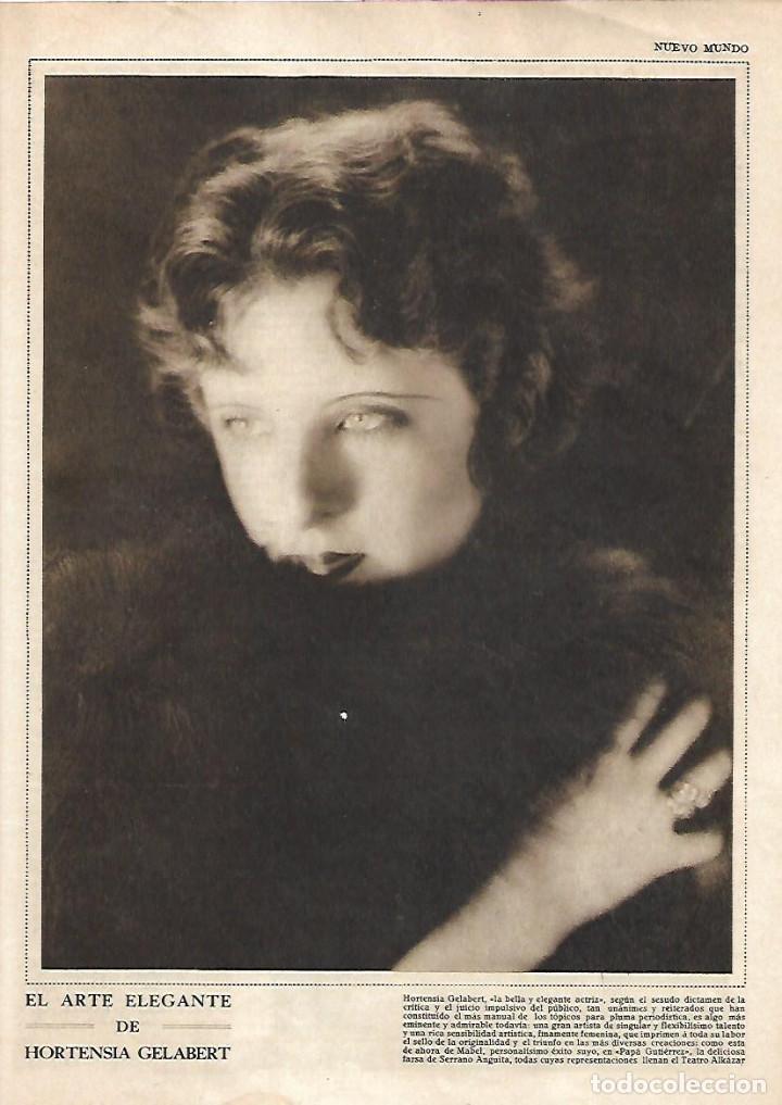 Collecting paper: A&Ntilde;O 1930 RECORTE PRENSA HORTENSIA GELABERT ARTISTA ACTRIZ DE TEATRO PAPA GUTIERREZ