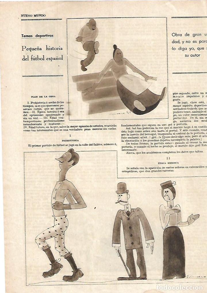 Coleccionismo: A&Ntilde;O 1930 RECORTE PRENSA PEQUE&Ntilde;A HISTORIA DEL FUTBOL ESPA&Ntilde;OL DIBUJO CARICATURA RIVERO GIL
