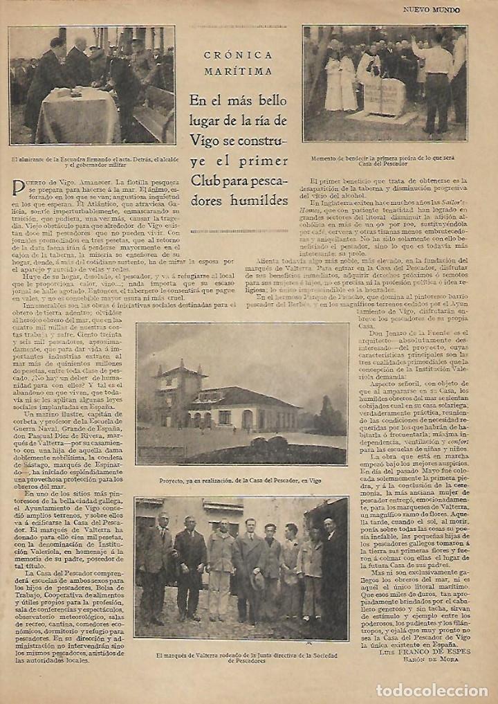 Coleccionismo: A&Ntilde;O 1930 RECORTE PRENSA VIGO CONSTRUCCION CASA DEL PESCADOR PRIMER CLUB PESCADORES HUMILDES