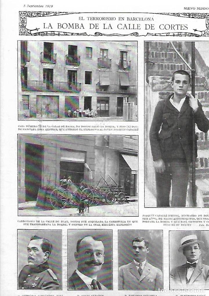 Coleccionismo: A&Ntilde;O 1919 RECORTE PRENSA TERRORISMO BCNA BOMBA CALLE CORTES BASEA ROSA MESTRES JOAQUIN CABALLE CHINO