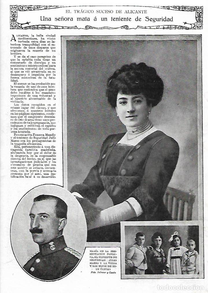 Coleccionismo: A&Ntilde;O 1919 RECORTE PRENSA ALICANTE SUCESO PRESENTACION FONSECA MATA JULIO MAESO TENIENTE SEGURIDAD