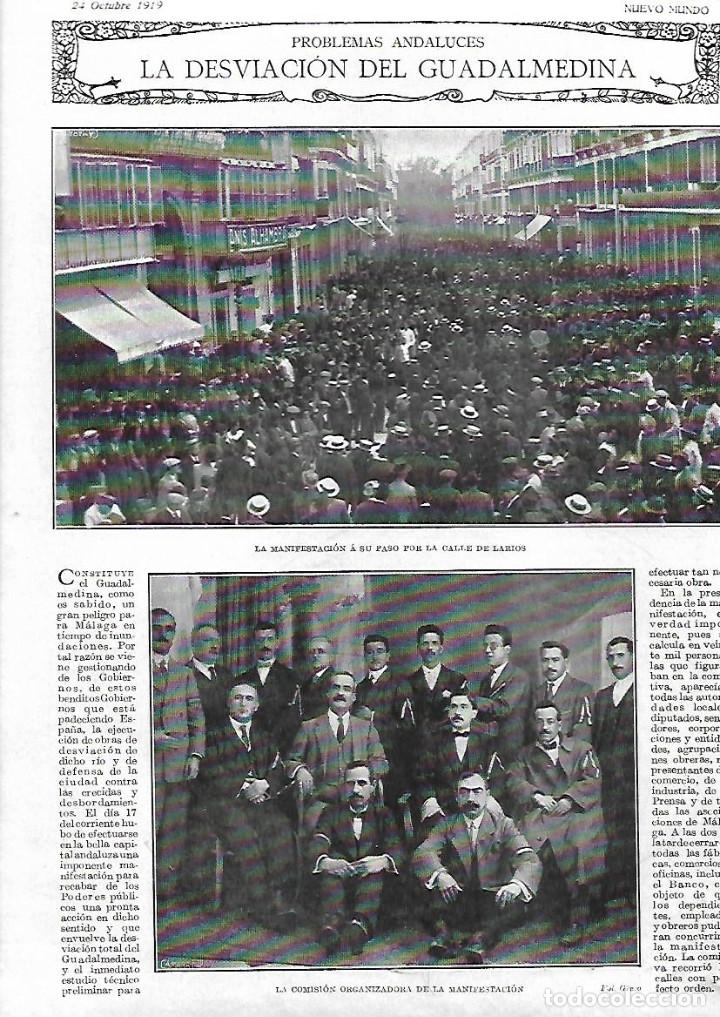 Coleccionismo: A&Ntilde;O 1919 RECORTE PRENSA MALAGA GRAN MANIFESTACION LA DESVIACION DEL RIO GUADALMEDINA CALLE LARIOS