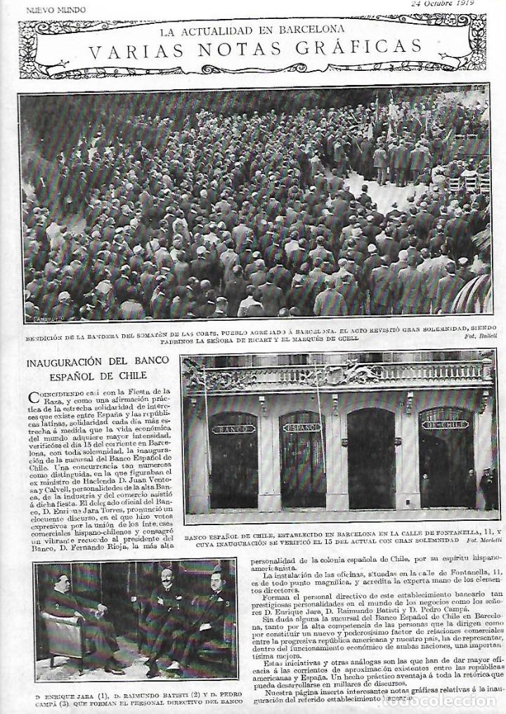 Coleccionismo: A&Ntilde;O 1919 RECORTE PRENSA INAUGURACION DEL BANCO ESPA&Ntilde;OL DE CHILE EN BARCELONA