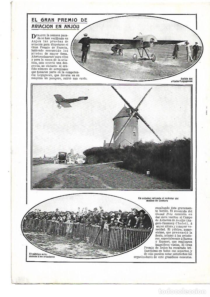 Coleccionismo: A&Ntilde;O 1912 RECORTE PRENSA GRAN PREMIO AVIACION ANJOU AVIADOR LEGAGNEUX MOLINO COUTURE