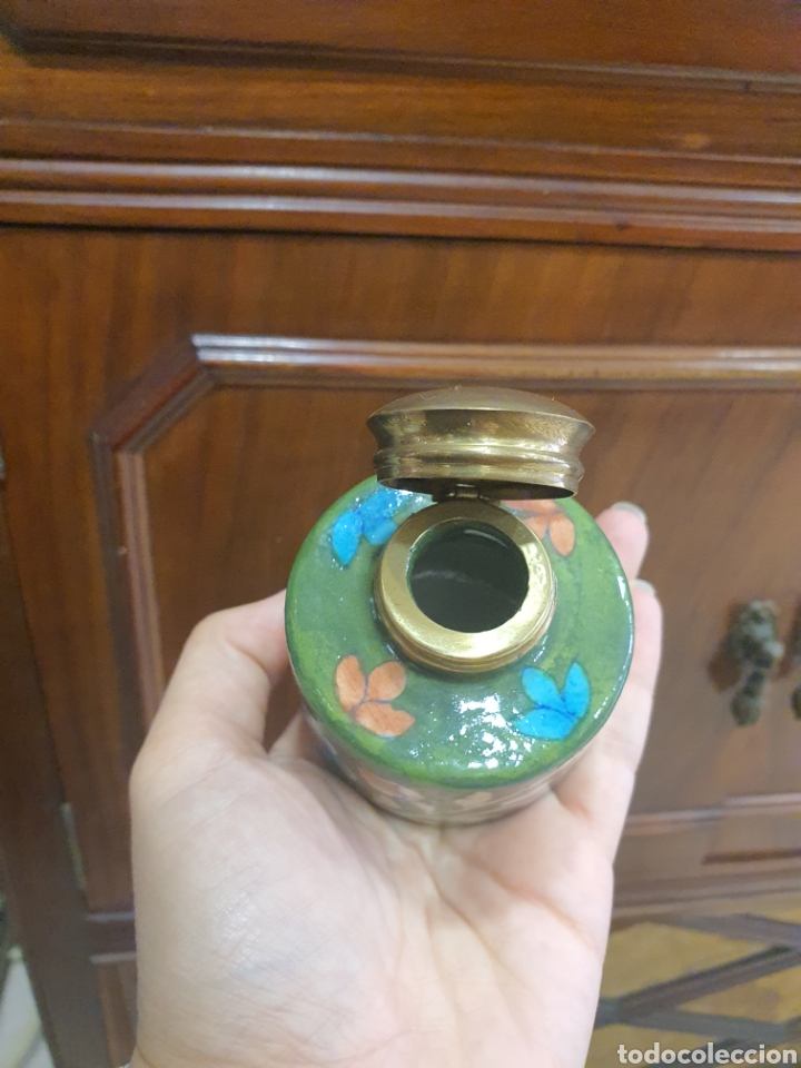 Coleccionismo: Bonito tintero pintado a mano - Foto 6