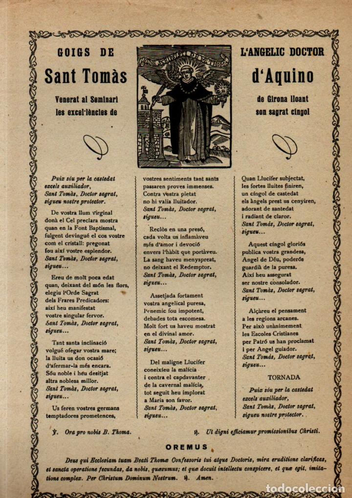 Collezionismo: GOIGS DE L'ANG&Egrave;LIC DOCTOR SANT TOM&Aacute;S D'AQUINO (CARRERAS, GIRONA, 1953)