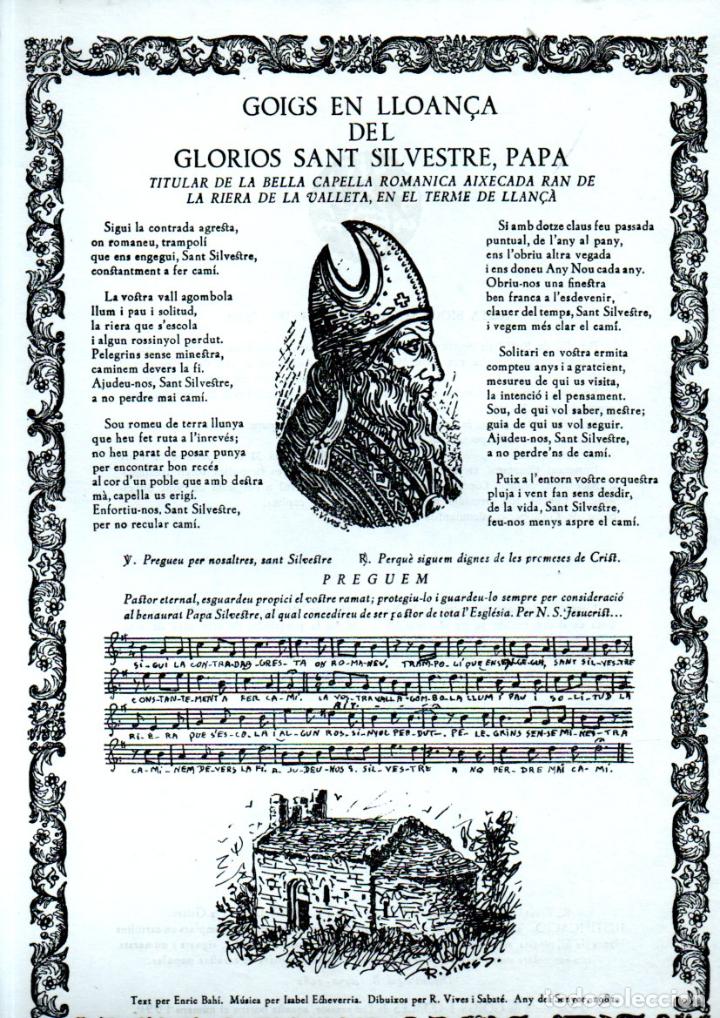 Collezionismo: GOIGS DE SANT SILVESTRE PAPA - RIERA DE LA VALLETA, LLAN&Ccedil;&Agrave; (1981)