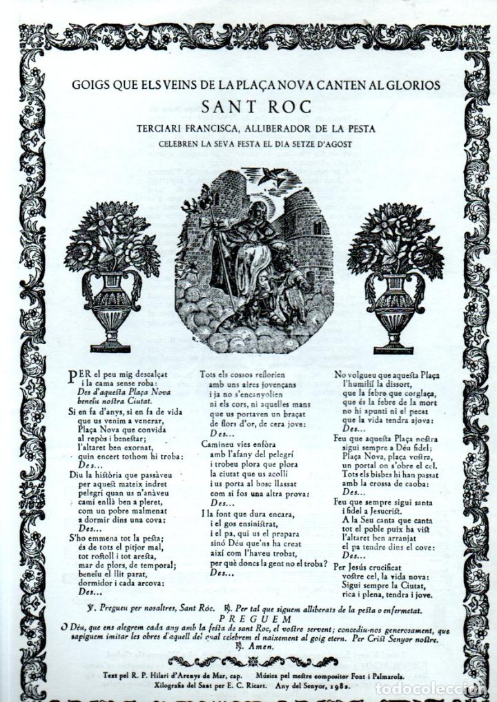 Sammelleidenschaft Papier: GOIGS DE SANT ROC ALLIBERADOR DE LA PESTA (1982)
