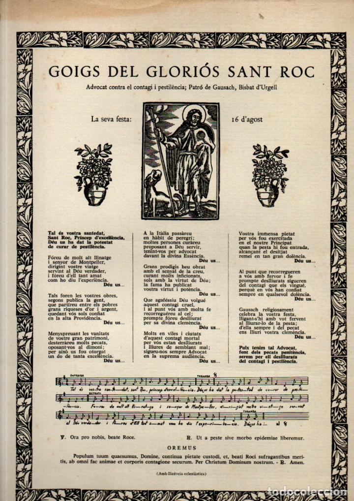 Sammelleidenschaft Papier: GOIGS DE SANT ROC ADVOCAT CONTRA EL CONTAGI I PESTILENCIA - GAUSACH (1960)