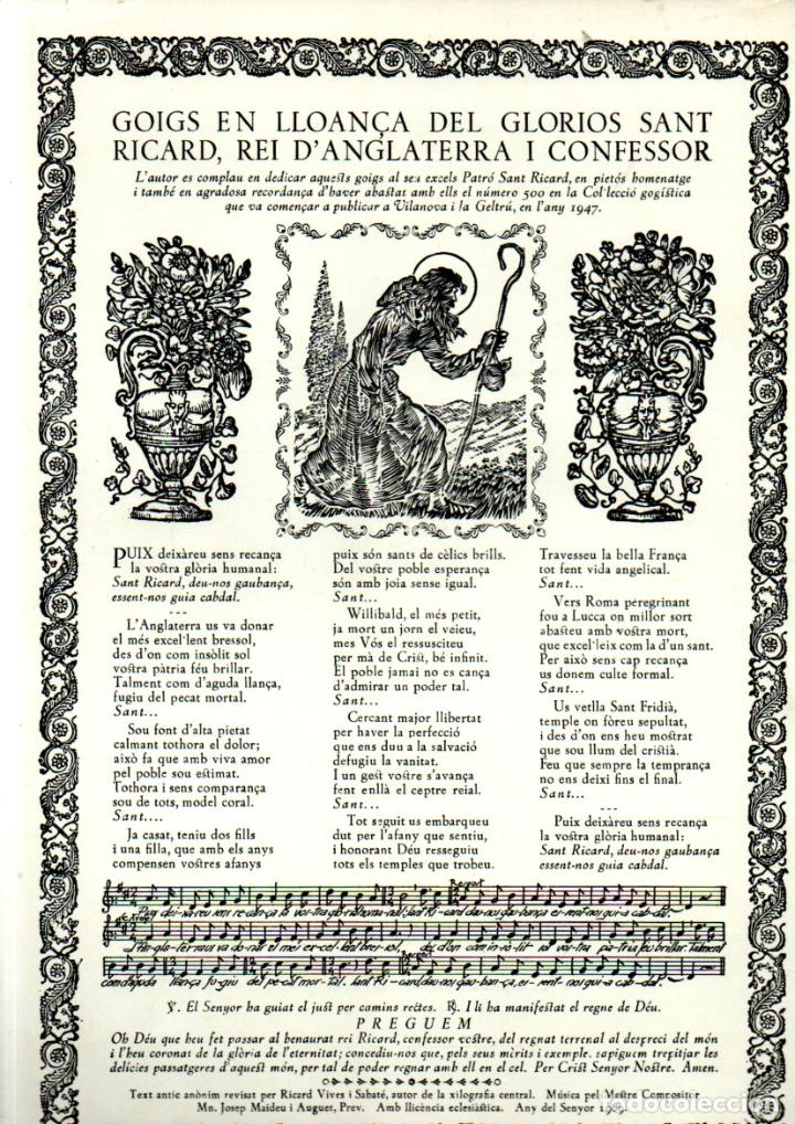 Sammelleidenschaft Papier: GOIGS DE SANT RICARD, REI D'ANGLATERRA (1969)