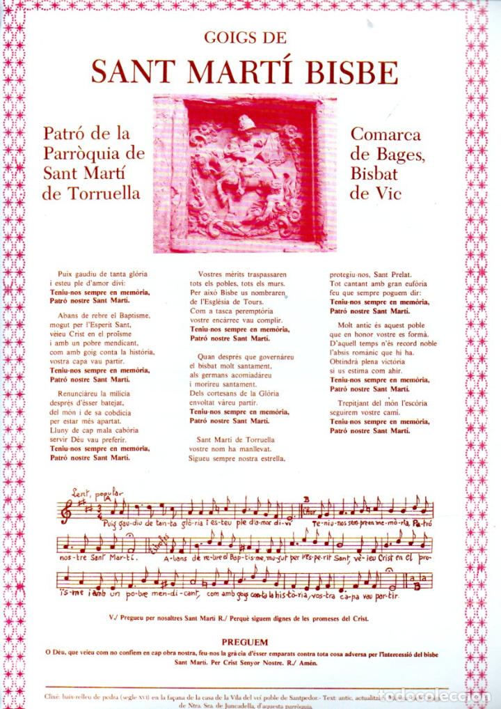 Sammelleidenschaft Papier: GOIGS DE SANT MART&Iacute;, TORRUELLA DE BAGES (IMP, PERRAMON, MANRESA, 1981)