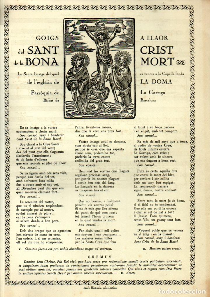 Collectionnisme: GOIGS AL SANT CRIST DE LA BONA MORT - LA DOMA DE LA GARRIGA