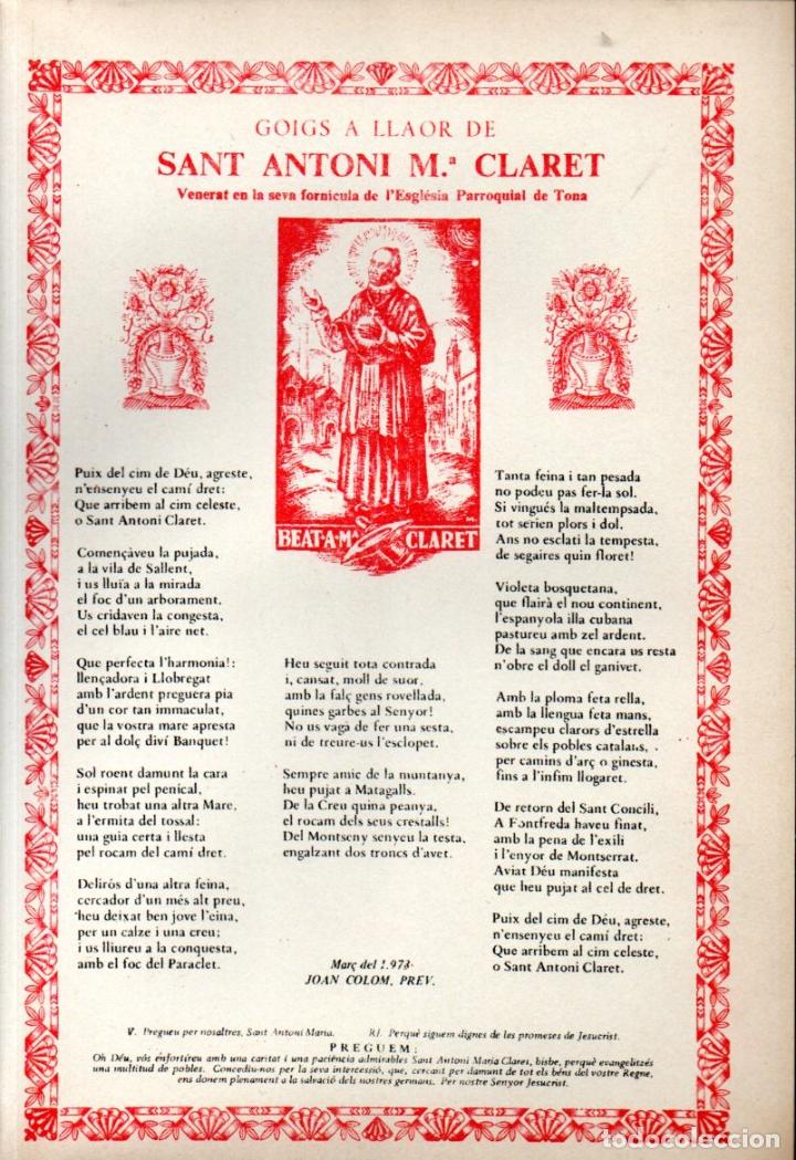 Collectionnisme: GOIGS DE SANT ANTONI M&ordf; CLARET - TONA