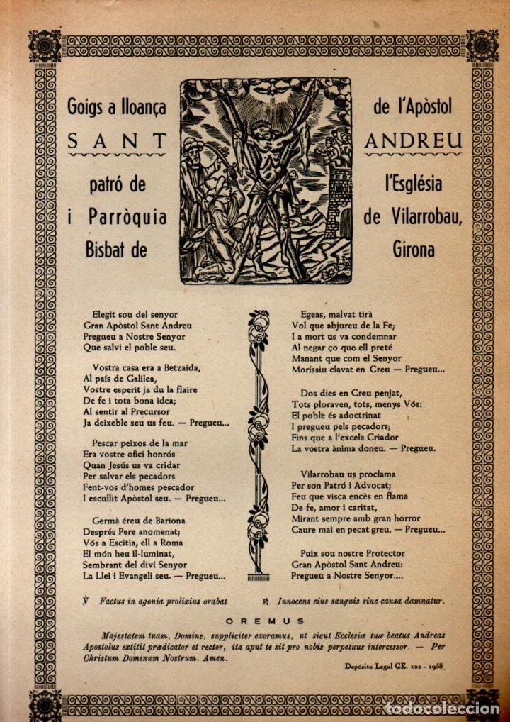 Collectionnisme: GOIGS DE SANT ANDREU - VILARROBAU (TIP. CARRERAS, GIRONA, 1958)
