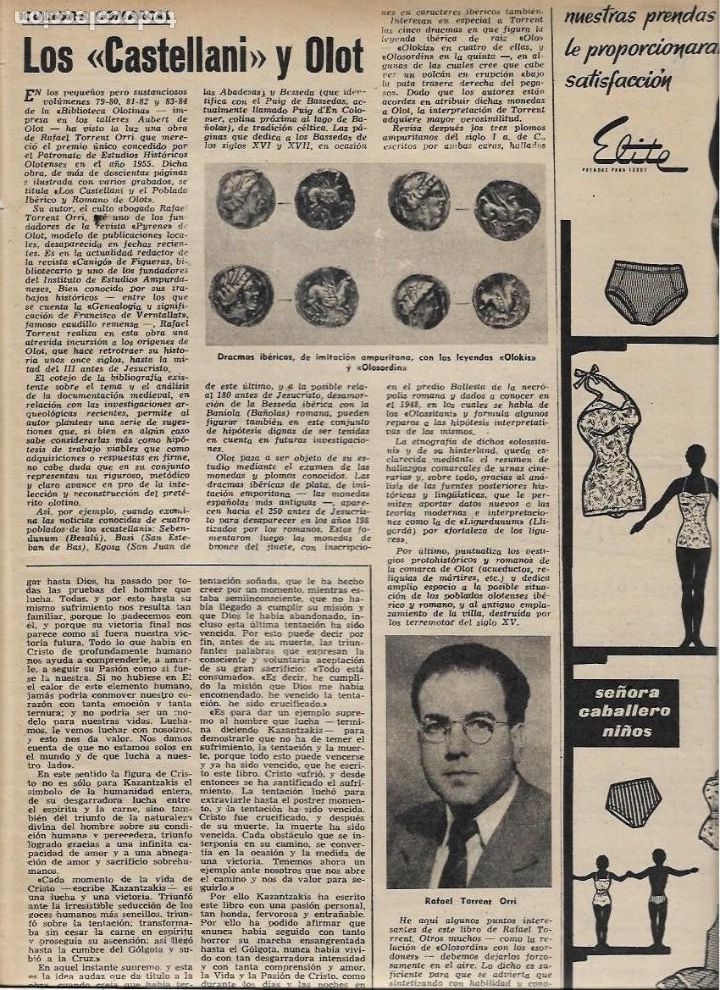 Colecionismo: A&Ntilde;O 1959 RECORTE PRENSA LOS CASTELLANI Y OLOT DROCMAS IBERICAS OLOKIS OLOSORDIN